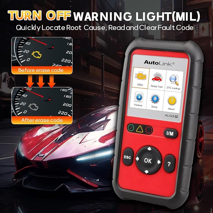 Autel AutoLink AL529HD, Vehicle Code Reader, Advanced AL529 OBD2 Code Scanner, AutoVIN Read Enhanced Codes for Ford/GM/Chrysler, Freeze Frame Data, Code Reader for Cars and Trucks