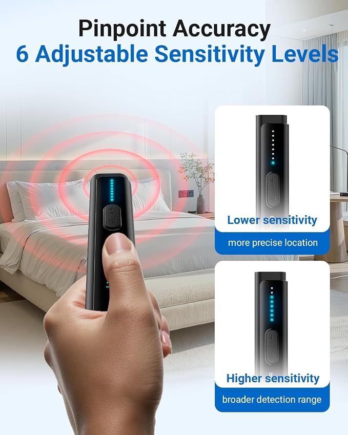 Hidden Camera Detectors 6-in-1 Hidden Bug and Camera Detector GPS Tracker Detector for Travel, Hotels, Car