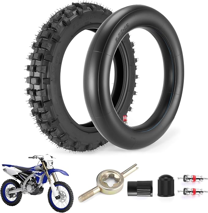 80/100-12 3.00-12 Back Rear Tire and Inner Tube,80/100-12 Dirt Bike Tire,12 Inch Rear Dirt Bike Tire compatible with Honda CRF70 XR70 Kawasaki KLX110 TTR90 PW80 Pit Bike (Fit 90cc 110cc 125cc)