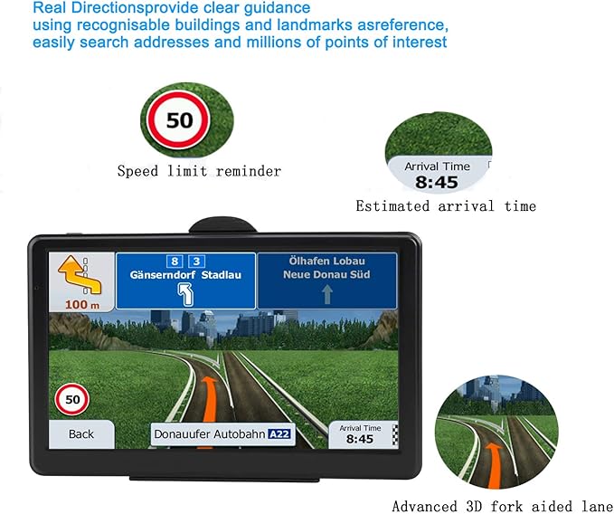 Car GPS Navigation GPS Navigation for Truck & RV & Car, Driver Alerts, Turn-by-Turn Directions, 2025 Map and Free Update Map
