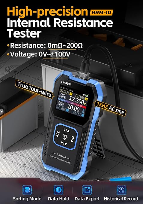 【Upgraded Kelvin Four-Terminal Sensing】 WESTOBIG Battery Tester Internal ResistanceTester for Universal Batteries Meter, Car Battery Tester, 0-100V 0m-200Ω, Digital Battery Analyzer for Automotive