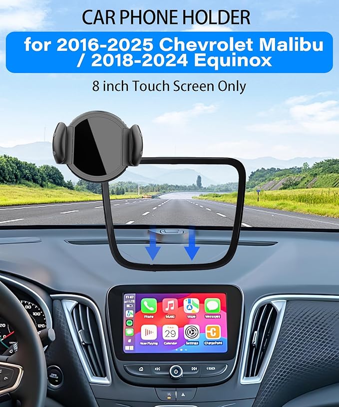 Magnetic Car Phone Mount for 2016-2025 Chevrolet Malibu/2018-2024 Equinox Accessories, for MagSafe Strong Magnets Cell Phone Holder 8-Inch Touch Screen Cradles, with Portable Phone Gripper