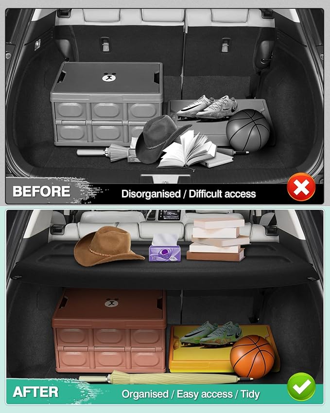 Powerty Cargo Cover for Honda HR-V 2016-2022, Trunk Cover Retractable Trunk Shielding Shade for 2016-2022 HRV Accessories All Weather Protection Cargo Luggage Cover