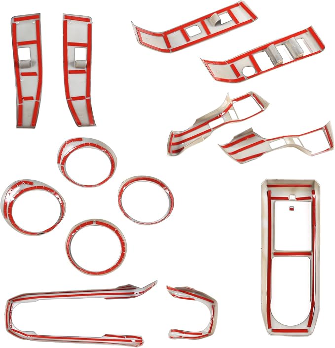 14PCS Full Set Interior Decoration Trim Kit Compatible with Toyot@ Tacoma 2016-2022 Central Control Dashboard Frame Cover Shift Knob Cover Air Vent Trim Cover Window Button Cover (Light Gray)