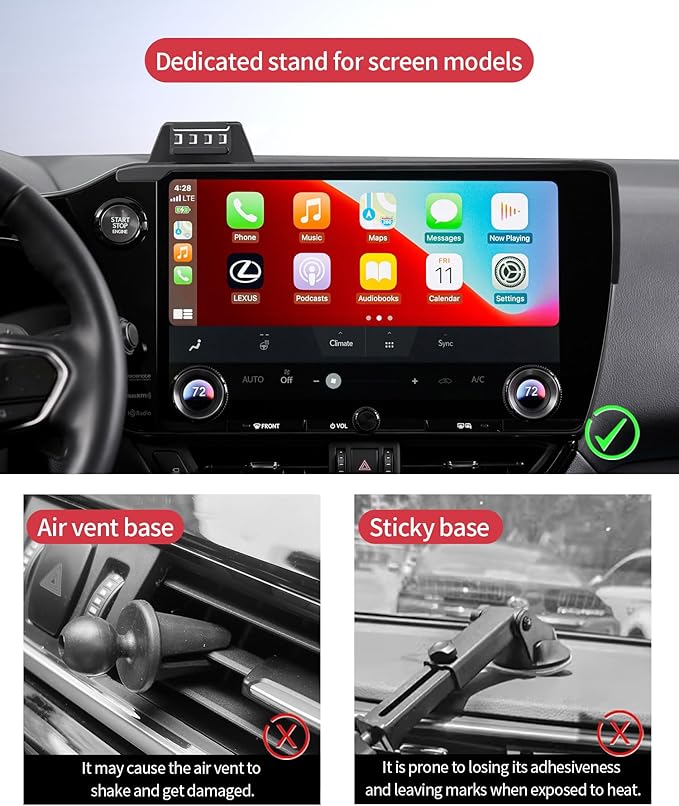 Wireless Charging Car Phone Holder for Lexus NX/NX Hybrid 2022-2026, 14" Screen Fixed Clip, 360° Rotation Car Phone Mount Compatible with MagSafe