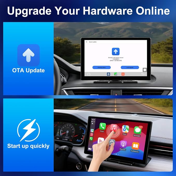 9" Upgraded Wireless Carplay Screen For Car, Built-in Apps Net-flix Youtube Tiktok, Portable AI Magic Box For Apple Car Play & Android Auto Screen With HD Backup Camera, Voice Assistant , OTA Updates