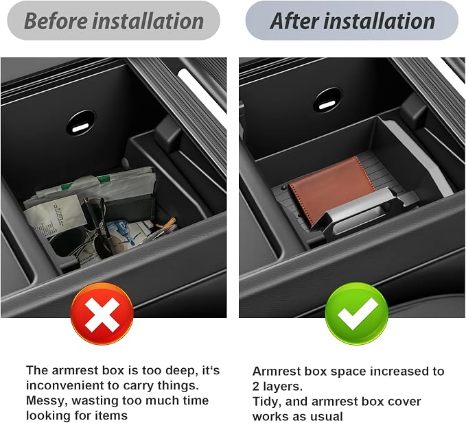 SKTU 2025 2026 Honda Odyssey Center Console Organizer for 2025 2026 Honda Odyssey (EX-L/Sport-L/Touring/Elite) Console Tray Honda Odyssey 2025 2026 Accessories ABS Armrest Secondary Storage Box