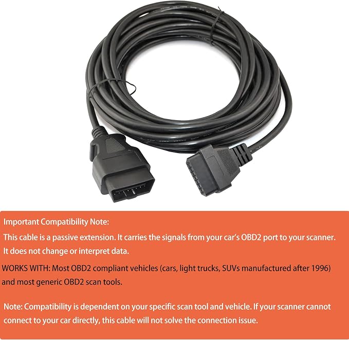 iKKEGOL 33 Feet/10 M OBD2 OBDII 16 Pin Car Male to Female Extension Cable Diagnostic Extender