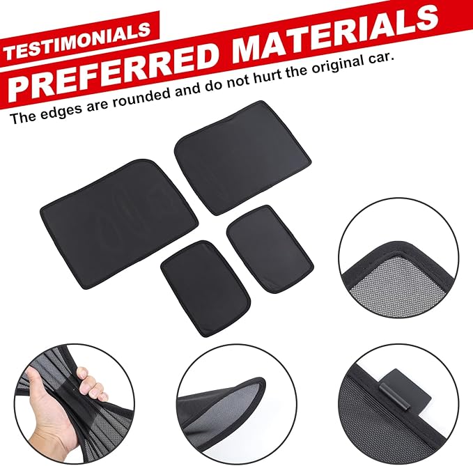 Window Shade Compatible with 2020-2025 L@nd Rover Defender 110, Breathable Mesh Side Window Screens Shade Cover for Baby, UV Rays Protection Sun Shade Blocker (Rear Side Windows 4Pcs)