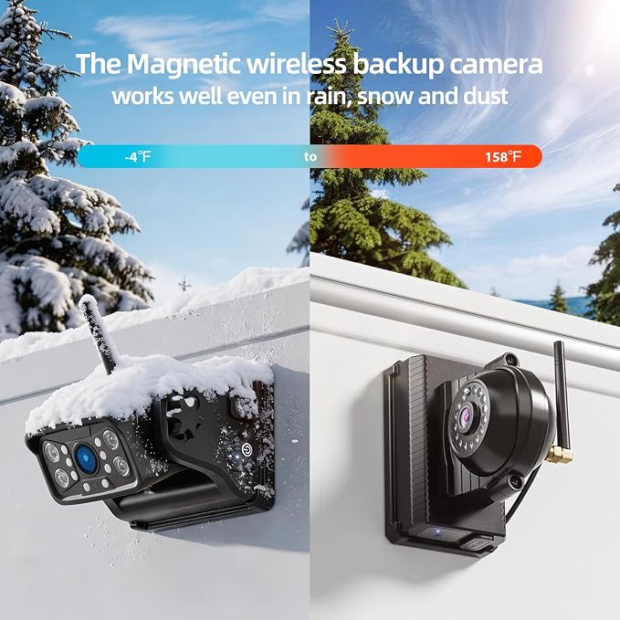 3 Magnetic Wireless Backup Camera with HD 1080P 10" DVR Monitor, 1-Rear View 2-Side View Cameras Wireless System for RV Trailer Trucks, Built-in 9600mAh Battery,Night Vision,Recording- ZEROXCLUB BC103
