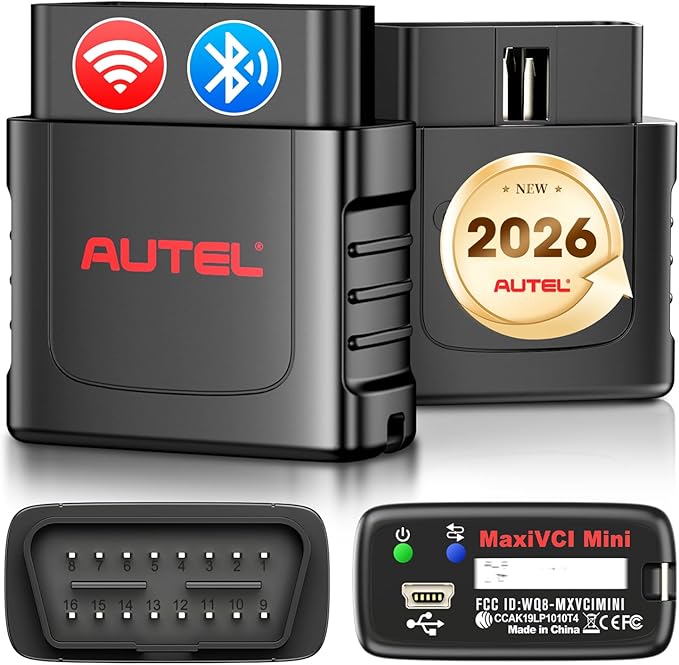 Autel MaxiSys MaxiVCI VCI Mini Bluetooth Diagnostic Interface, 2026 Vehicle Wireless Dongle, Work with Autel Scanner MaxiCOM MK808BT PRO MK808Z-BT MP808BT Pro MK808S-TS MX808S-TS MP808S-TS MK808TS