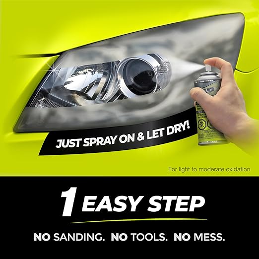 Detour 1-Step Headlight Restoration Spray - 2-in-1 Cleaner & Restorer for Plastic Car Headlights, Quick & Easy, Long-Lasting UV Protection, No Sanding or Tools Required, 3 oz