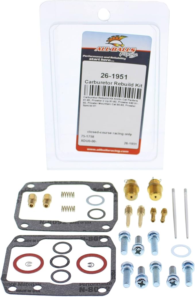 All Balls Racing 26-1951 Carburetor Rebuild Kit Compatible with/Replacement For Arctic Cat Pantera 1991-1992, Prowler 2 Up 1991-1992, Prowler 440 1991-1992, Prowler Mountain Cat 1990-1993