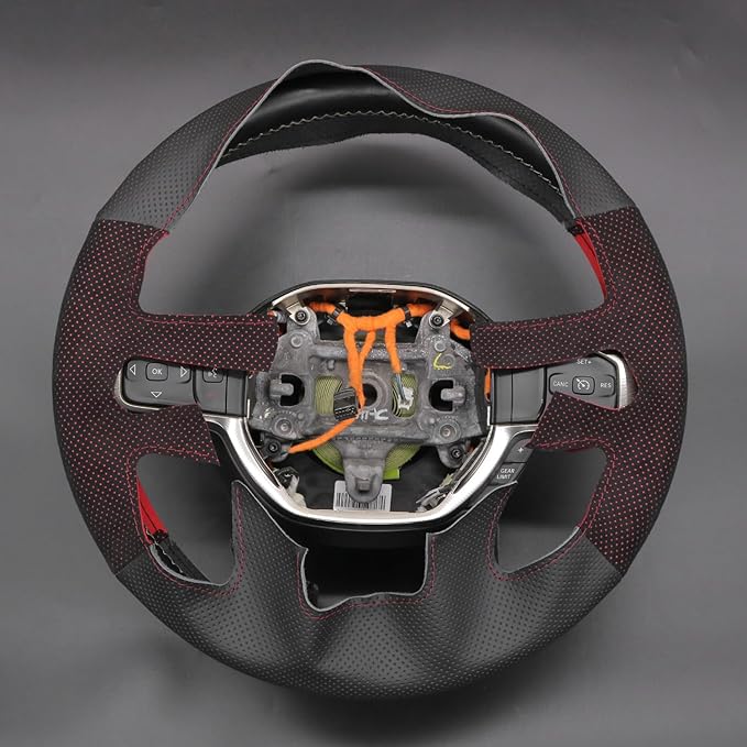 MEWANT Hand-Stitched Steering Wheel Cover Wrap for Dodge Ram 1500 2019-2023 Steering Wheel Accessories for Dodge Ram(Backsides Without Buttons)