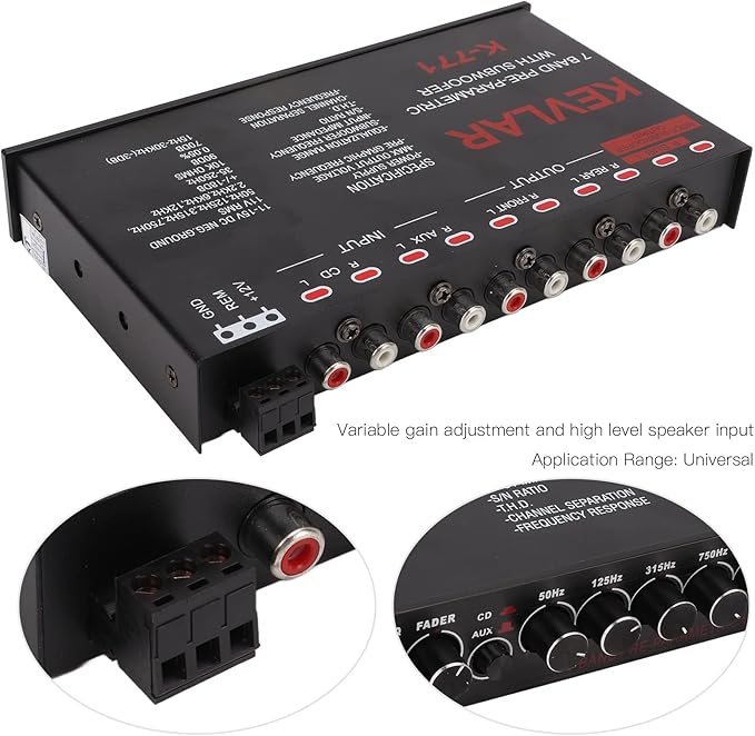 Ecualizador De Sonido Para Carro, Vehicle equalizers Equalizer Car Audio Car Audio Graphic Equalizer Universal Low Pass 7Band Variable Gain Adjustment High Level Input EQ for Stereo System
