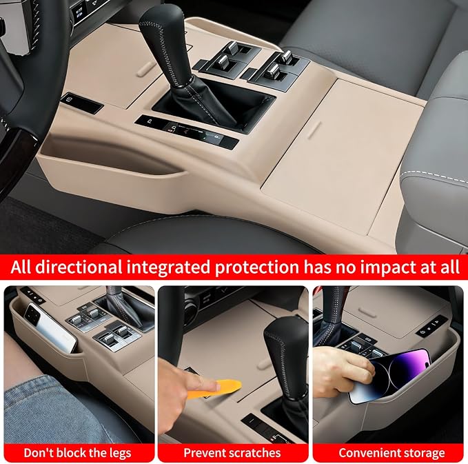 Central Control Silicone Storage Box Seat Gap Storage Box Silicone Pad Tray Organizer for 2010-2021 Lexus GX460 Modified Lexus GX460 Accessories (Beige)