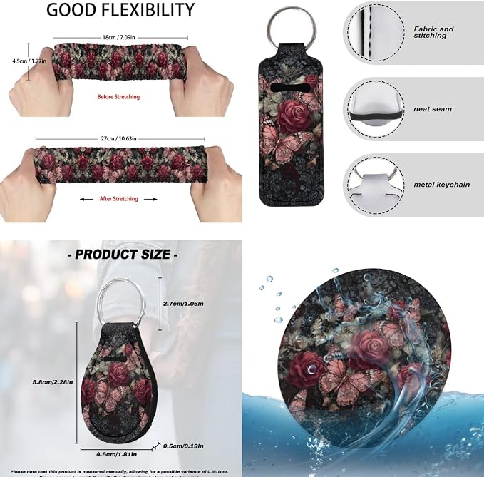 Butterfly Rose Print Car Seat Cover Full Set with Auto Steering Wheel Cover Seat Belt Protector Armrest Pad Auto Rear View Mirror Protector Set of 15, Pink and Green