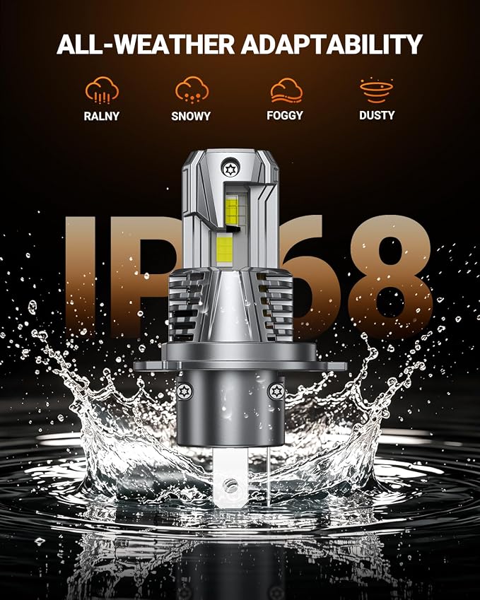 SEALIGHT H4/9003 LED Bulb, 900% 46000LM Super Brighter than Origin, 6500K White Canbus Ready, IP68 25000RPM Cooling Fan with 80000Hrs Lifespan, 3Mins Fast Installation, 2 Pack