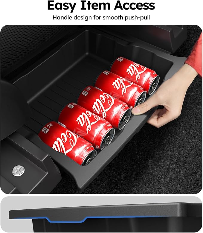 Wigoo Under Seat Storage Box for Tesla Model X 2022~2025, 2 Pack TPE Underseat Storage Tray, Secure No-Slide Installation Design