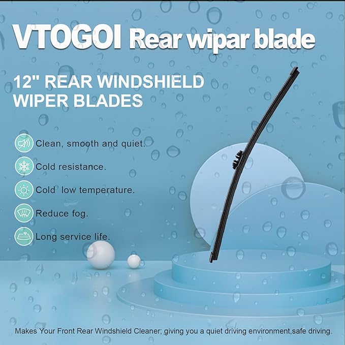 VTOGOI Original Factory Quality Rear Windshield Wiper Blades Replacement For BMW X3 2018-2022,BMW X4 2019-2022,Easy To Install 12"(Pack of 1)