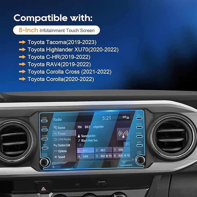 LFOTPP 2019-2021 Corolla Cross Car Navigation Screen Protector for 2019-2022 2023 RAV4 Corolla CHR Tacoma Hatchback 8-Inch Glass 2019-2023 RAV4 C-HR Infotainment Screen Protector Center Touch (8-Inch)