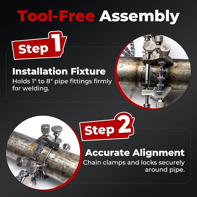 Adjustable Pipe Alignment Chain Pliers Fits Pipes Up to 14" Diameter, 48" Replaceable Chain Clamp for Precise Alignment, Chain Grips Ideal for Welding & Maintenance