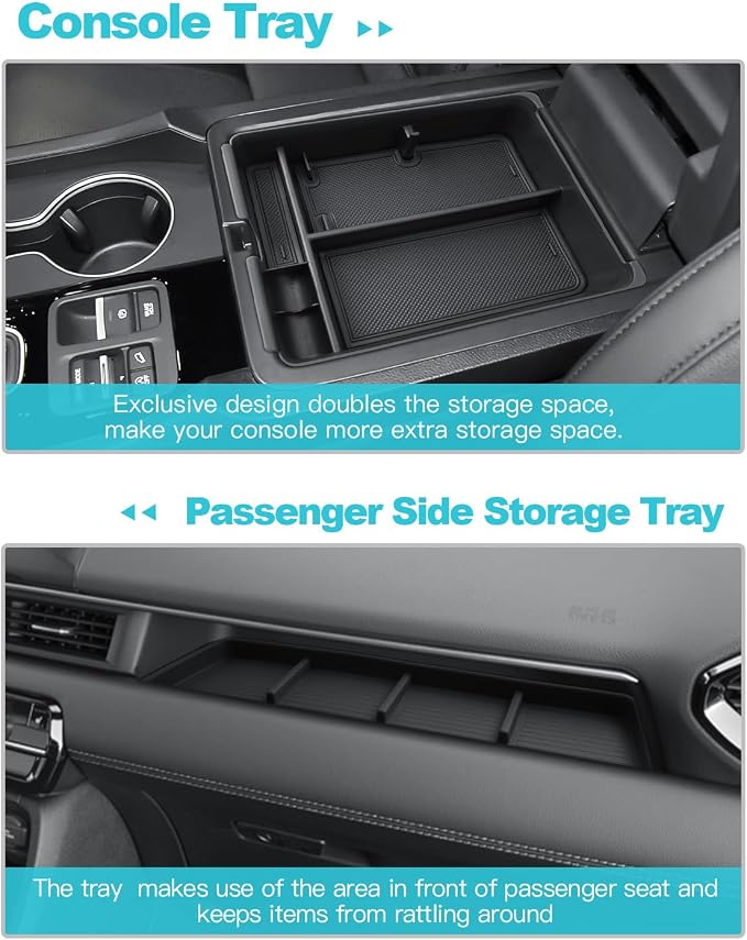 CDEFG for 2026 Honda Pilot Center Console Organizer & Passenger Storage | 2026 Honda Pilot Accessories, Front Row Passenger Storage Tray & Middle Console Armrest Storage Box, ABS Material