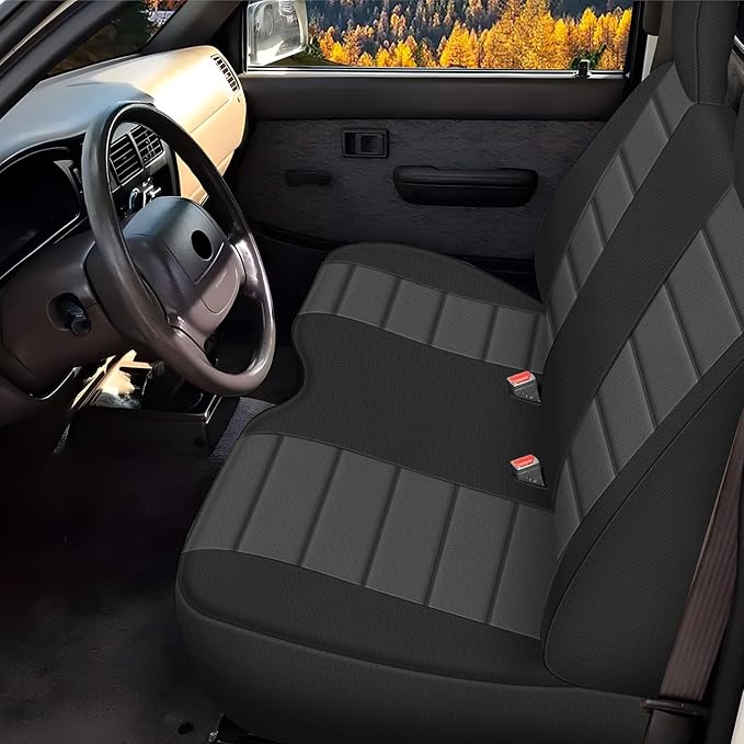 Truck Seat Cover Compatible with 1995-2004 Toyota Tacoma Front Bench Seat with Molded Headrest and Small Notched Cushion, Knitted Fabric