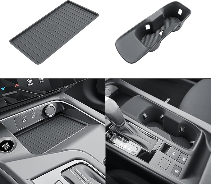 SKTU 2PCS for 2026+ Nissan Sentra Wireless Charging Mat for 2026+ Nissan Sentra (S/SV/SR/SL) Cup Holder & Center Console Non-Slip Pad 2026 Sentra Accessories 2026 Sentra Rubber Console Mat-Durable