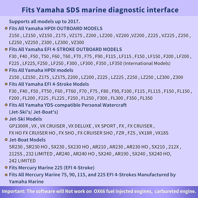 Diagnostic Cable Tool Scanner KIT Compatible with Yamaha YDS 1.33 & Suzuki SDS 8.40 Jet Boat/WaveRunner/Outboard