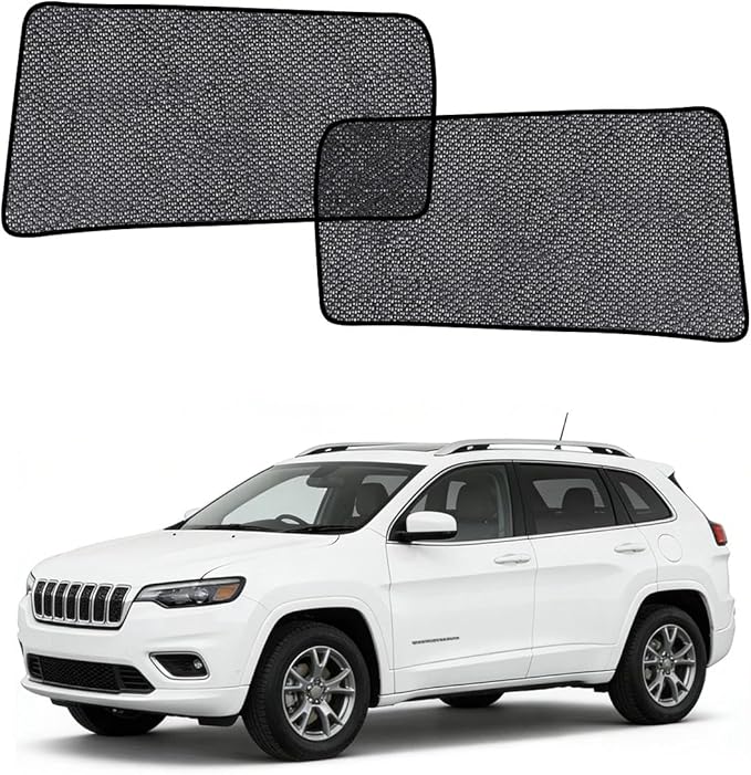 Car Window Shades for Jeep Cherokee (2014-2023), 2-Pack Rear Window Sun Shades for Baby – Breathable Mesh, UV & Heat Blocker, Privacy Protection for Camping, Travel, Sleep & Nursing