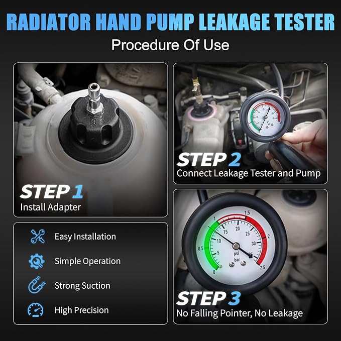 JIFETOR Radiator Coolant Pressure Tester Vacuum Refill Tool Kit, 28PCS Automotive Cooling System Leak Test and Pneumatic Purge Fill Set with Testing Adapter Caps Universal for Airlift Car Auto Truck