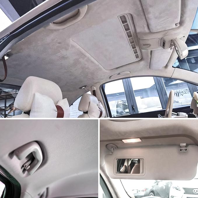 Babnecl Suede Auto Headliner Fabric 98" L × 60" W with Foam Backing - Tube Packaging - Light Grey Interior Replacement Material for Car/Truck/SUV/RV Roof - Home Repair/DIY Headliner Material