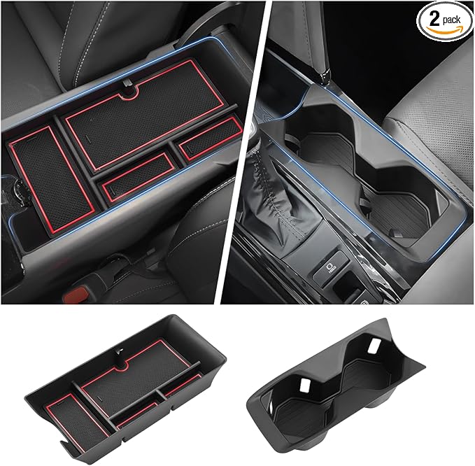 Autorder Center Console Organizer&Cup Holder for 2025-2026 Toyota Camry XV80 Accessories Armrest Storage Box with Durable Cup Holder Insert Tray Middle Console Organizer with Anti-Slip Mat