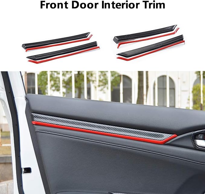 23 Pcs Carbon Fiber Console Center Dashboard Cover, Gear Shift Panel Cover, Steering Wheel Cover, Door Side Panel Cover Compatible with Honda Civic 10th Gen 2016-2021