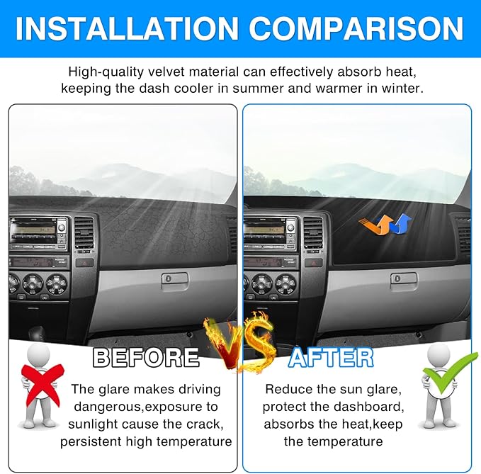Autorder Dashboard Cover Mat for Toyota 4Runner 2003 2004 2005 2006 2007 2008 2009 Accessories Dash Cover Upgrade Velvet Dash Mat Sunshade Glare UV Rays Protector (Without Dash Speaker)