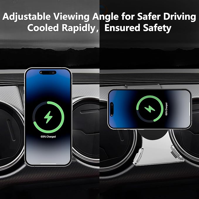 CLEC for Ford Mustang 2015-2023 Magnetic Wireless Car Charger Phone Holder Mount Custom Fit for Ford Mustang 2015-2023 15W Fast Charging Car Phone Holder Wireless Charger