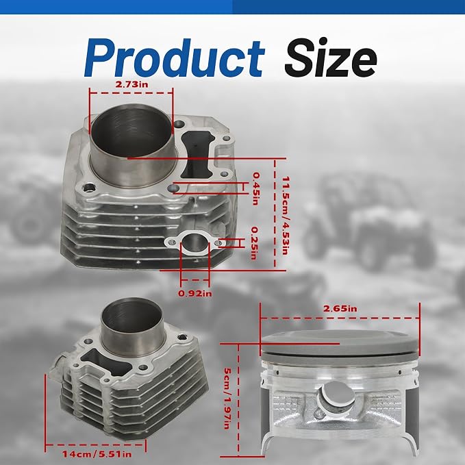 WFLNHB Cylinder Piston and Top End Kit Replacement for Kawasaki Bayou 250 KLF250A Replacement for 11061-1104 11005-1965 11004-1375 13001-1663 2003-2011