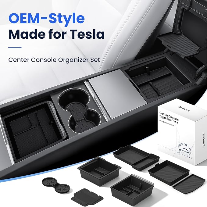 2026 Center Console Organizer for Tesla Model 3 Highland 2024-2026 | OEM-Style Fit, Double-Layer Storage with Bottom Trays, Smooth Sliding, Tesla Model 3 Highland Accessories 2024-2026 Only