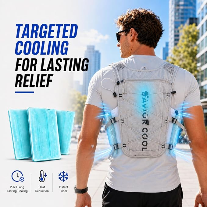 Cooling Hydration Vest with 2L BPA-Free Water Bladder, Running Vest with 3 Removable Cooling Packs, Lightweight Outdoor Hydration Pack for Hot Weather, Hiking, Cycling, Training