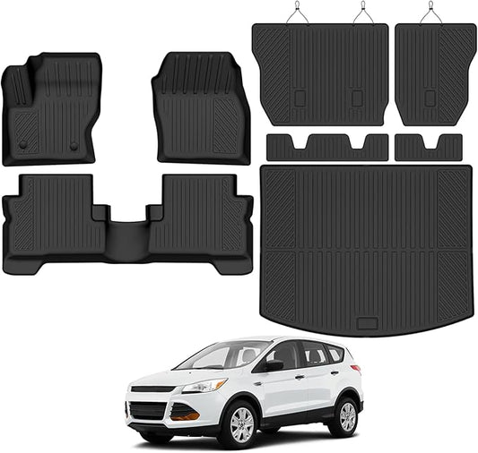 Tongama-Floor Mats for Ford Escape 2013-2019, All Weather TPE Trunk Mat and Backrest Mats Protectors for Ford Escape Floor Liner Accessories