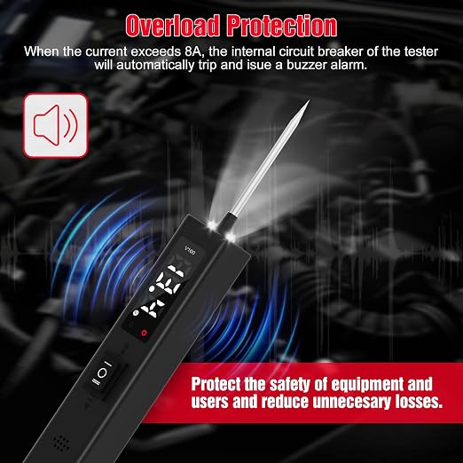 Power Circuit Probe Tester,OBDMONSTER V100 Circuit Tester, 0-80V DC Test Light Automotive Short Circuit Finder, Auto Electrical Circuit Tester, Car Fuse Tester, Automotive Tool（5 Meters）