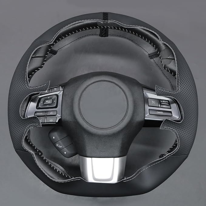 MEWANT Hand-Stitched Black Steering Wheel Cover for Subaru WRX STI 2015-2021 DIY Steering Wheel Ptotector Wrap