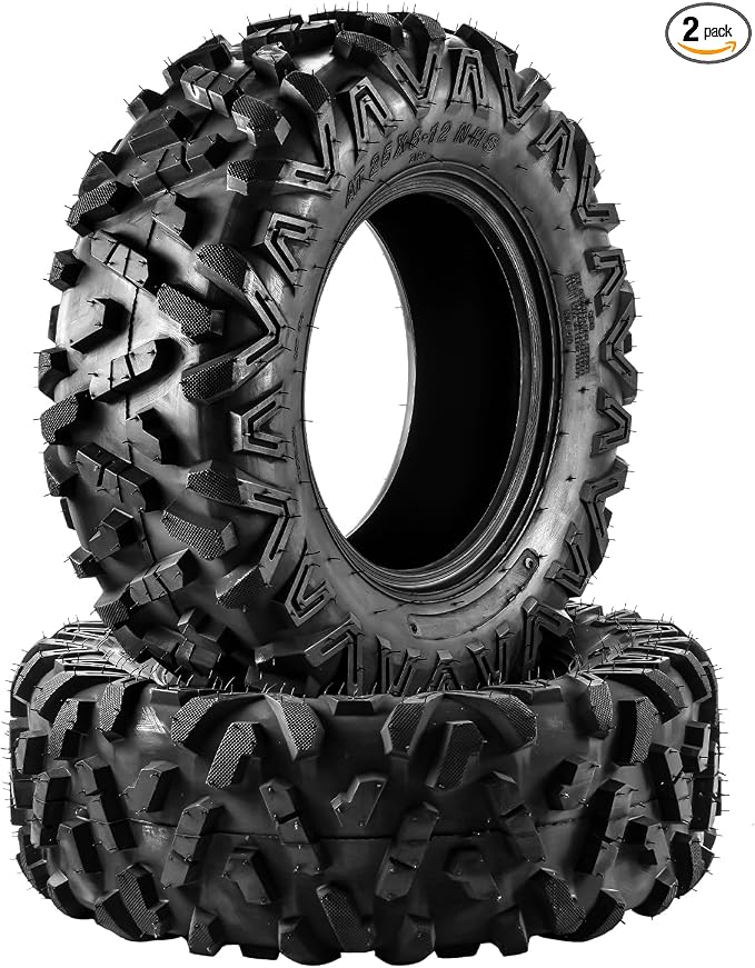 Torchbeam 25x8x12 ATV UTV Tire All-Terrain Off-Road, 6 PR 25x8-12 ATV Tires, Z-199-1 Mud Sand Trial Tire, Set of 2