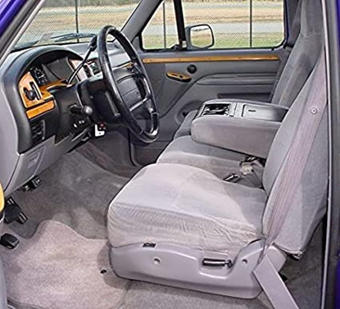 Durafit Seat Covers, Made to fit 1993-1998 F150-F550 Regular, XCab and Crew Cab High Back 40/20/40 Split Seat with Molded Headrests and Opening Center Console Seat Covers in Black Endura