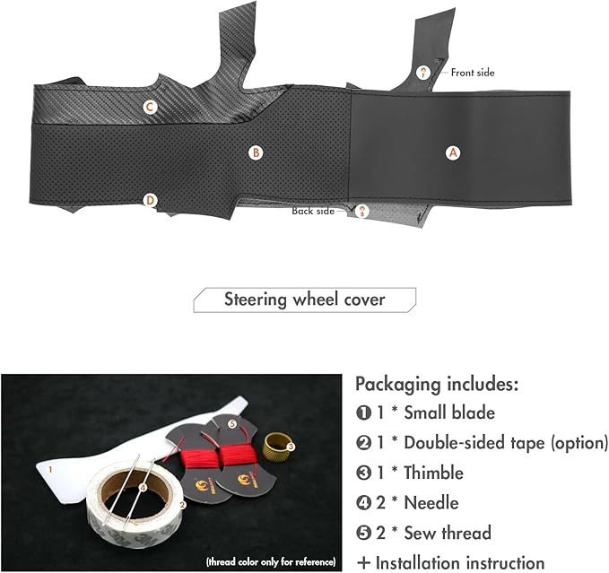 MEWANT Steering Wheel Cover for Toyota RAV4 2019-2024/Camry 2018-2024/Corolla 2020-2024/Avalon 2019-2022 Hand-Stitched Steering Wheel Wrap
