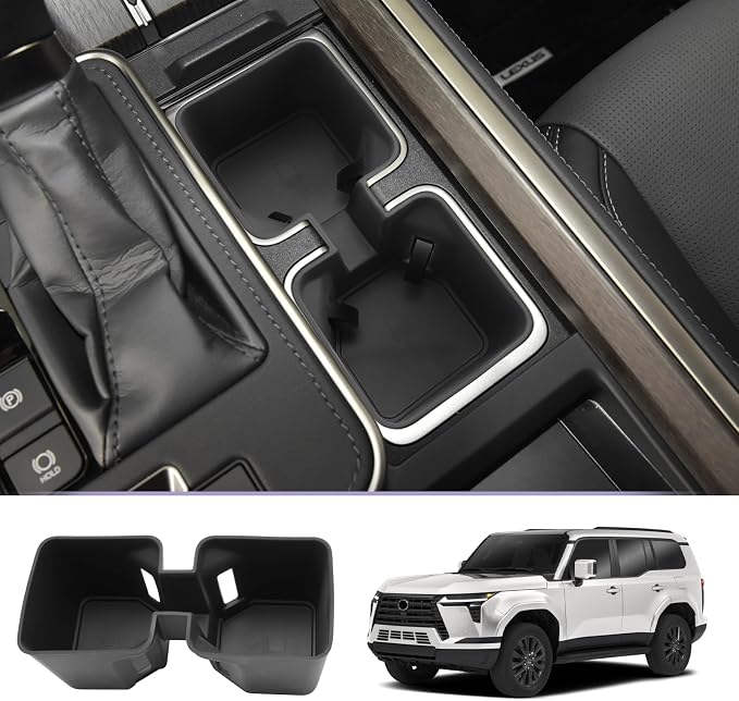 LUWU Center Console Cup Holder Compatible with 2024 2025 2026 Lexus GX 550 Accessories Center Console Cup Holder Silicone Protection Pad 2025 2026 Lexus GX550 Interior Accessories Black