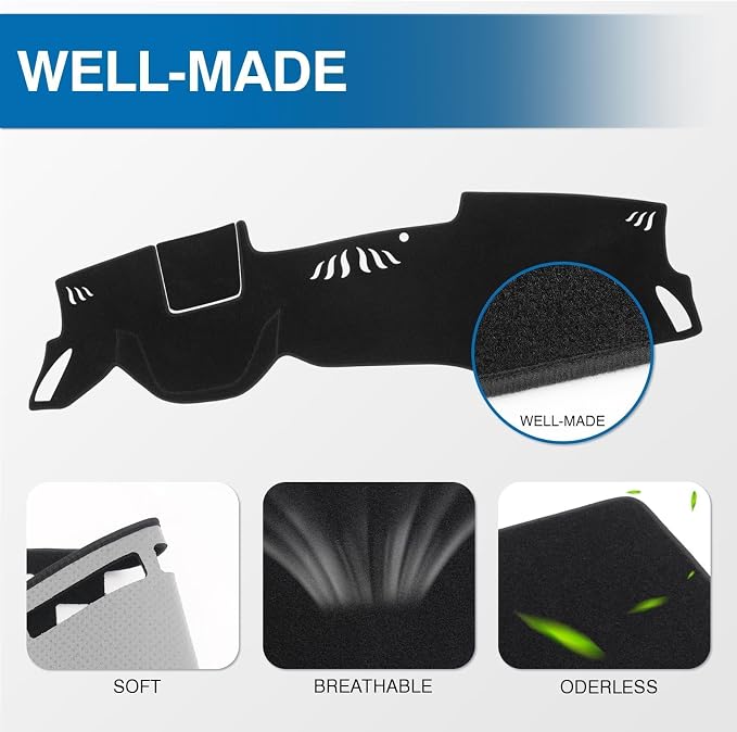 KUST Black Dash Cover for Hyundai Sonata 2020-2023 (Only fits for 8.0-inch Touch Screen Dashboard) Polyester Dashboard Cover Non-Slip Interior Accessories for Sonata Custom Fit Dash Mat No Glare
