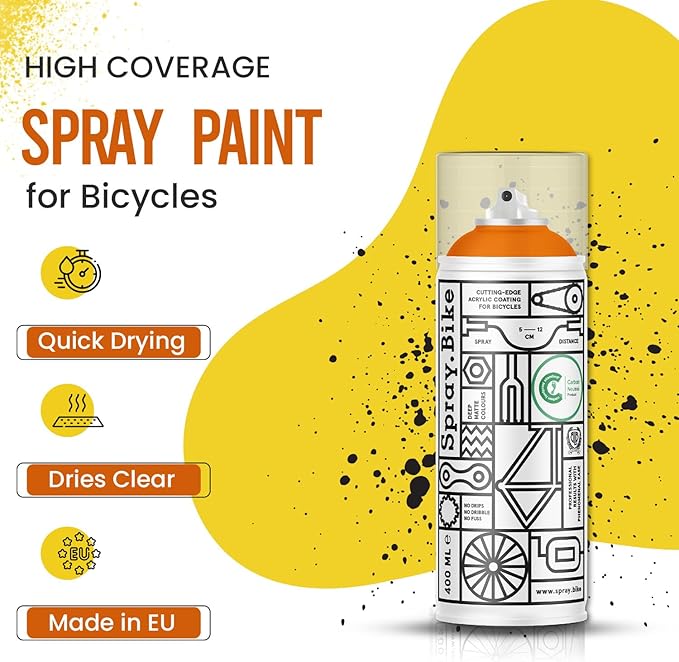 Spray.Bike Spray Paint | Designed Mainly for Bicycles | Multi-Use Acrylic Spray Paint for Metal, Plastic | High Coverage Bike Paint, 400ml, Meise Orange