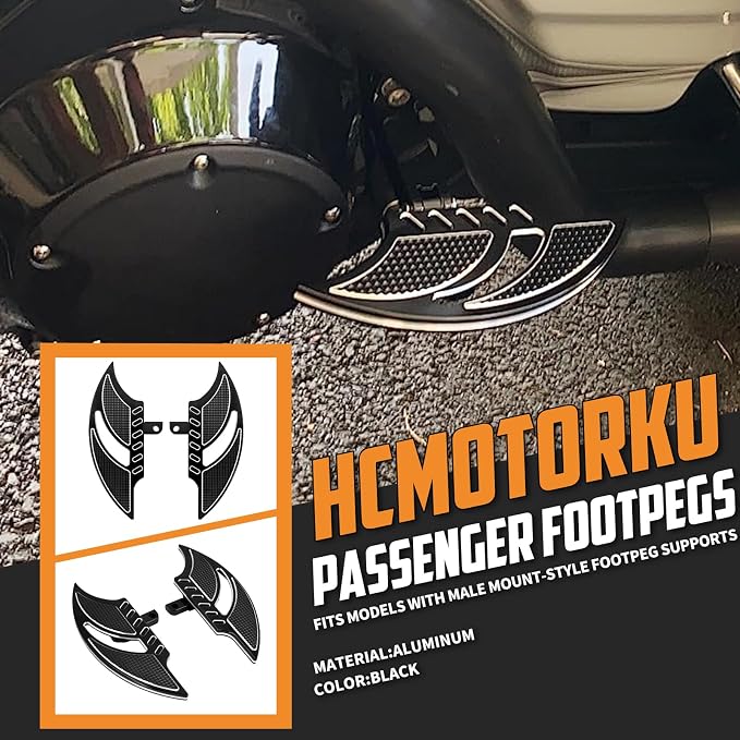 Passenger Footboards Rear Floorboards Male Mount Foot Pegs CNC Cut Fit For Harley Sportster Touring Road King Road Glide Electra Glide Street Glide Dyna (Black)